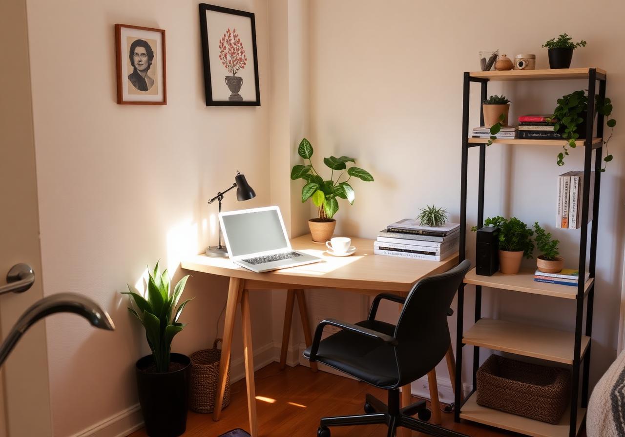 Work-from-home corner for remote-working guests